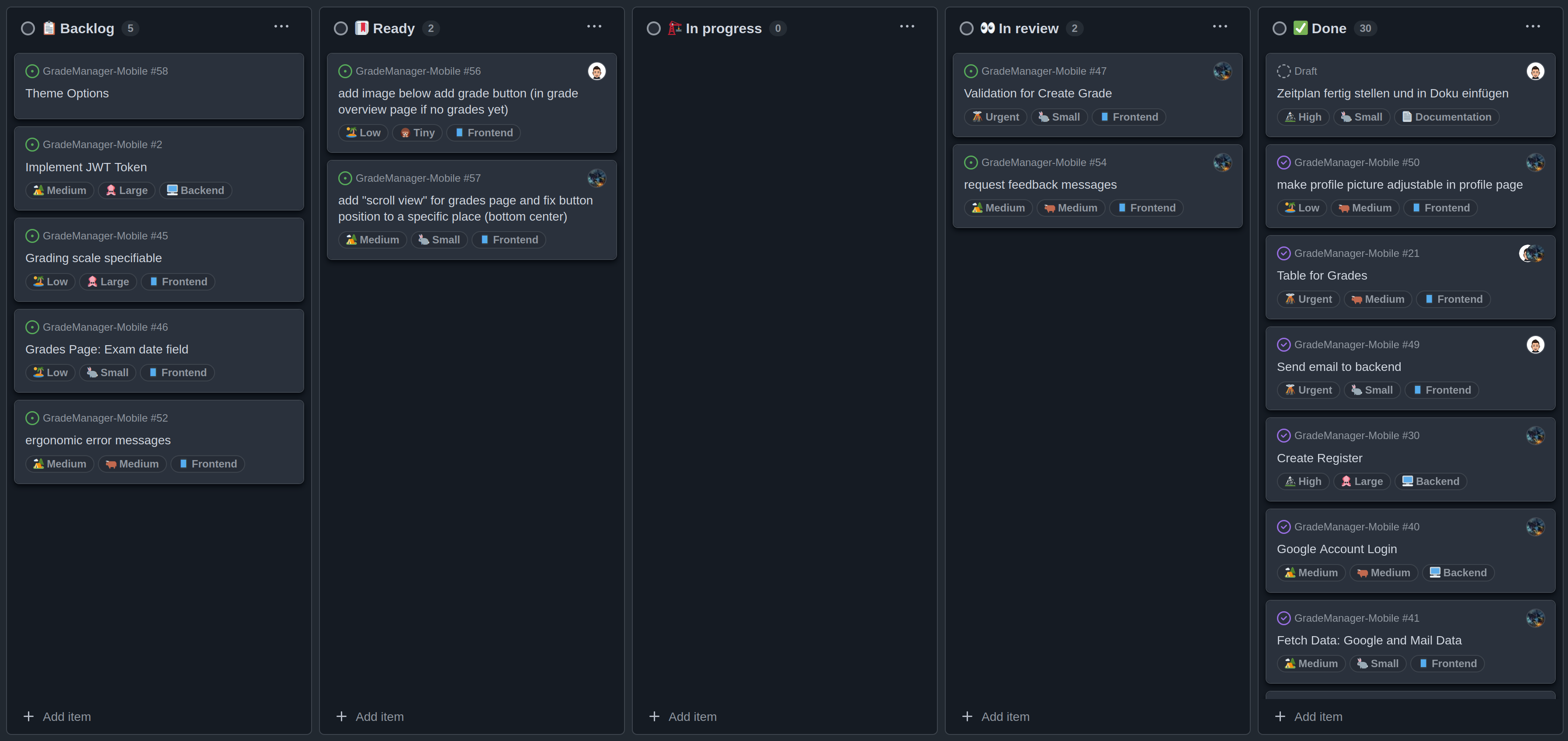 GitHub Projects Kanban Board Screenshot